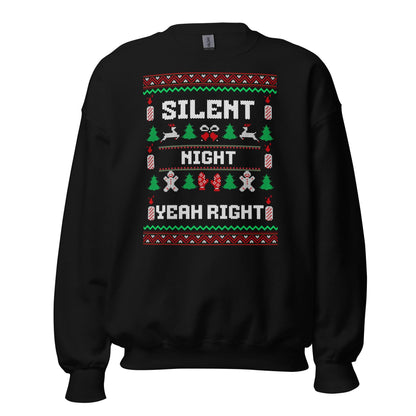 Silent Night Yeah Right Funny Christmas Jumper | Ugly Style Festive Knit | Sarcastic Xmas Jumper for Parties | Novelty Gag Gift