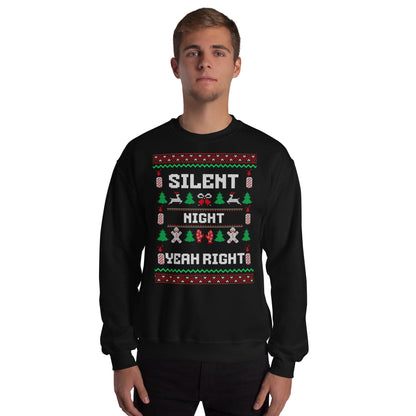 Silent Night Yeah Right Funny Christmas Jumper | Ugly Style Festive Knit | Sarcastic Xmas Jumper for Parties | Novelty Gag Gift