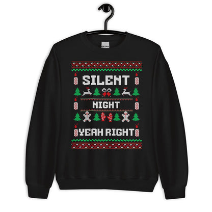 Silent Night Yeah Right Funny Christmas Jumper | Ugly Style Festive Knit | Sarcastic Xmas Jumper for Parties | Novelty Gag Gift