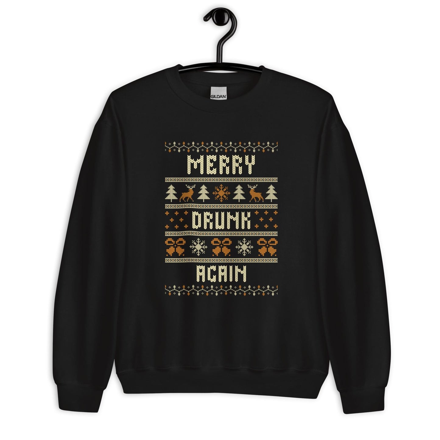 Merry Drunk Again Christmas Jumper | Funny Drinking Ugly Xmas | Boozy Festive Party Knitwear | Secret Santa Adult Gift