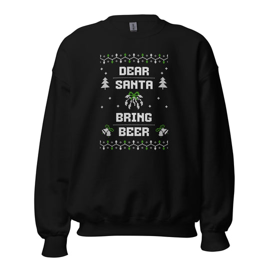 Dear Santa Bring Beer Funny Ugly Christmas Jumper | Festive Booze Knitwear | Drinking Party Holiday Gift Idea