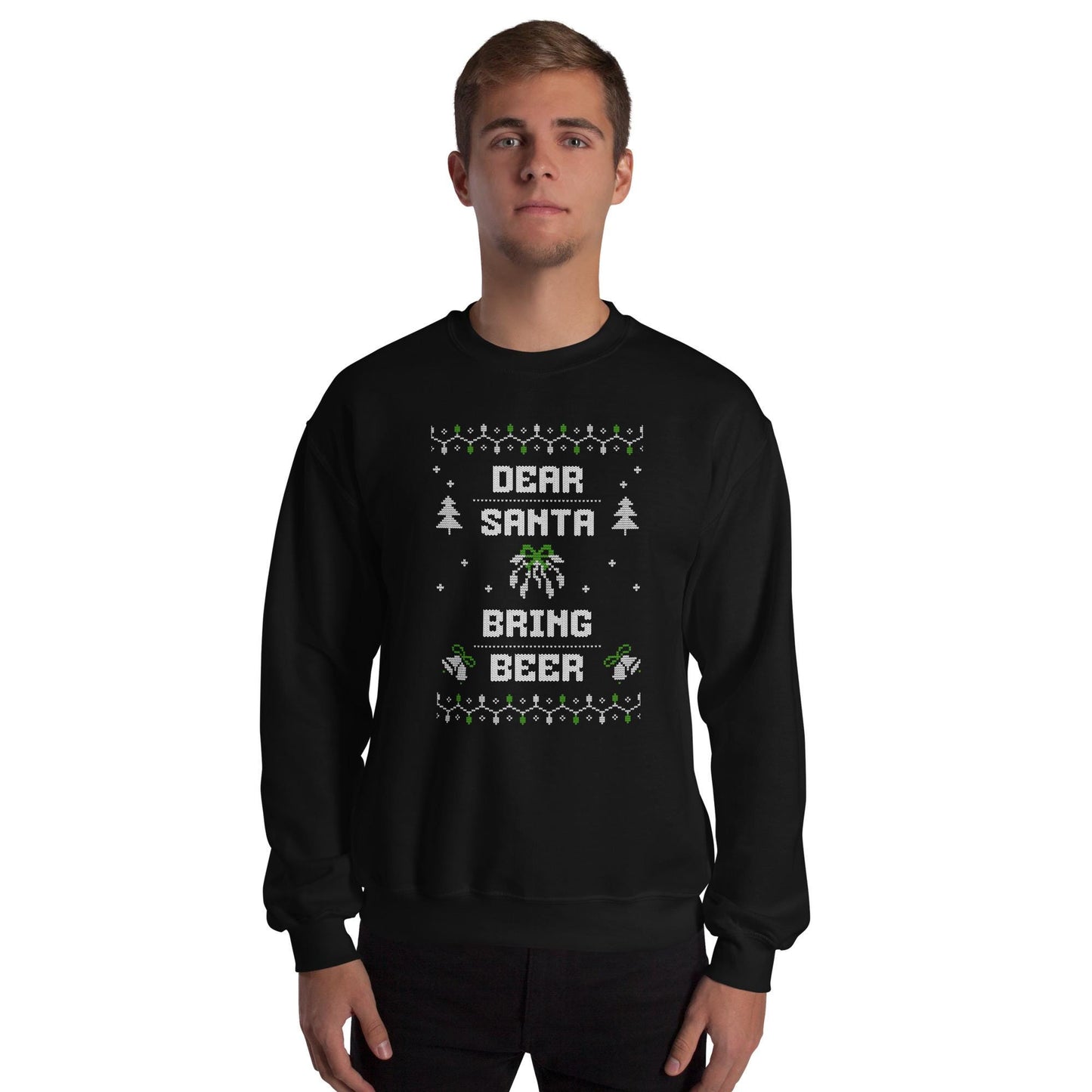Dear Santa Bring Beer Funny Ugly Christmas Jumper | Festive Booze Knitwear | Drinking Party Holiday Gift Idea