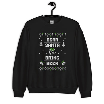 Dear Santa Bring Beer Funny Ugly Christmas Jumper | Festive Booze Knitwear | Drinking Party Holiday Gift Idea
