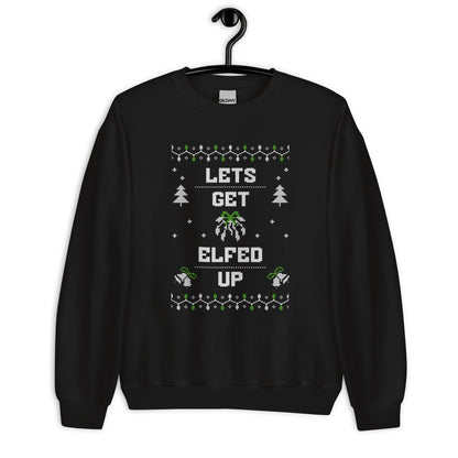 Let’s Get Elfed Up Funny Ugly Christmas Jumper | Festive Drinking Knitwear | Humorous Elf Party Holiday Gift