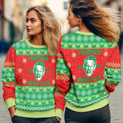 A Festivus For The Rest Of Us Ugly Christmas Sweater, Funny Meme Xmas, Tv Series Holiday Ugly Sweater, Christmas Party George Costanza Gifts
