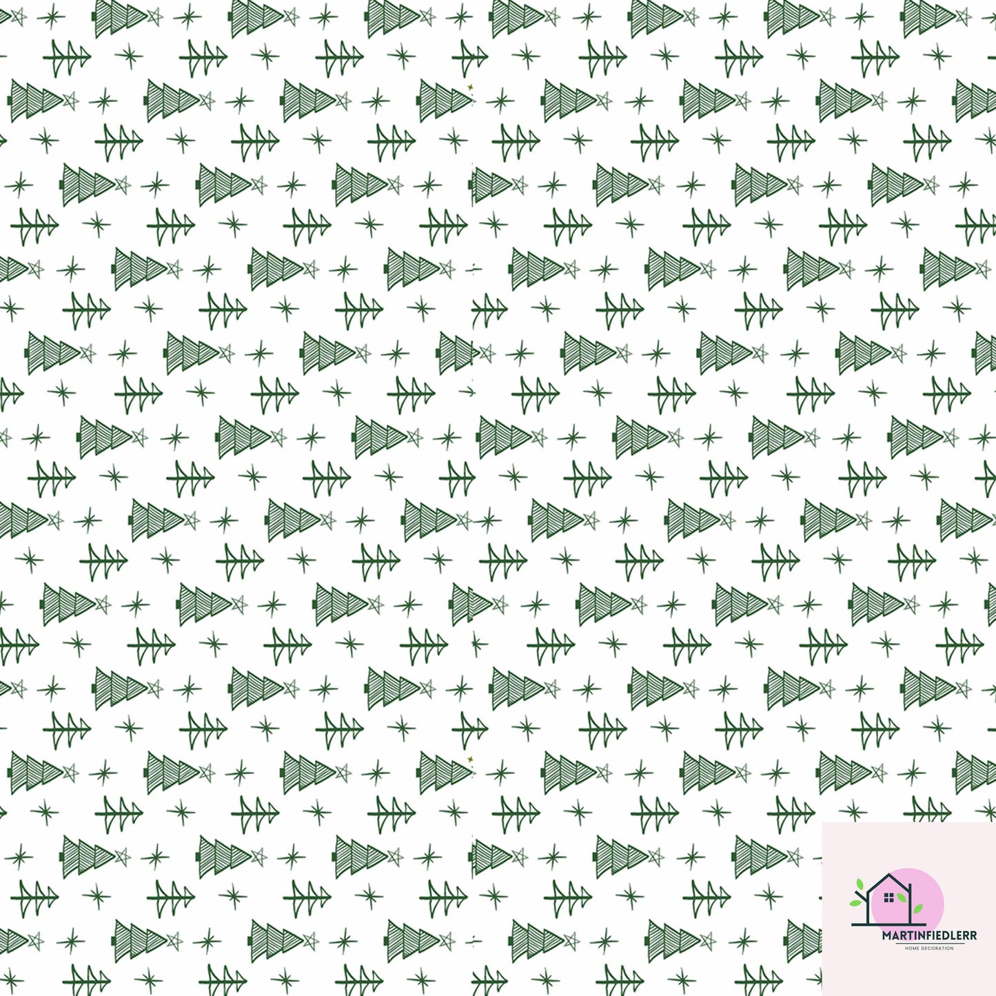 Minimal Christmas Tree Wrapping Paper, White Green Holiday Gift Wrap Sheets, Rustic Winter Forest Packaging, Simple Festive Modern Style