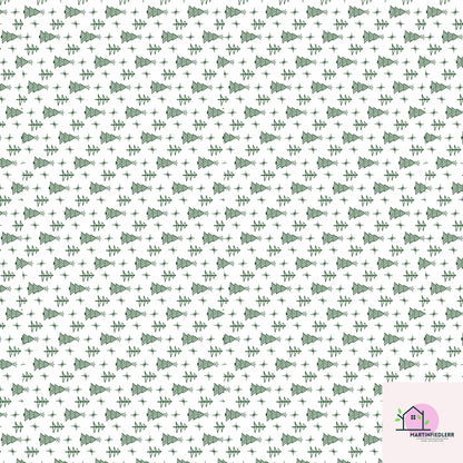 Minimal Christmas Tree Wrapping Paper, White Green Holiday Gift Wrap Sheets, Rustic Winter Forest Packaging, Simple Festive Modern Style