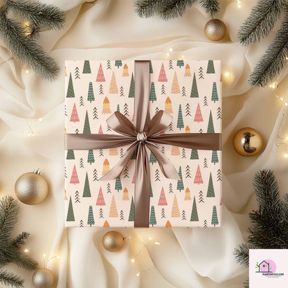 Modern Christmas Tree Wrapping Paper: Scandinavian Holiday Style