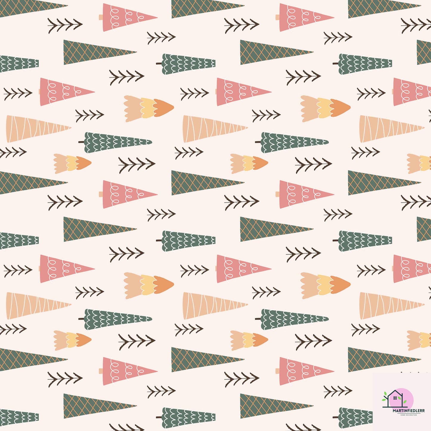 Modern Christmas Tree Wrapping Paper: Scandinavian Holiday Style