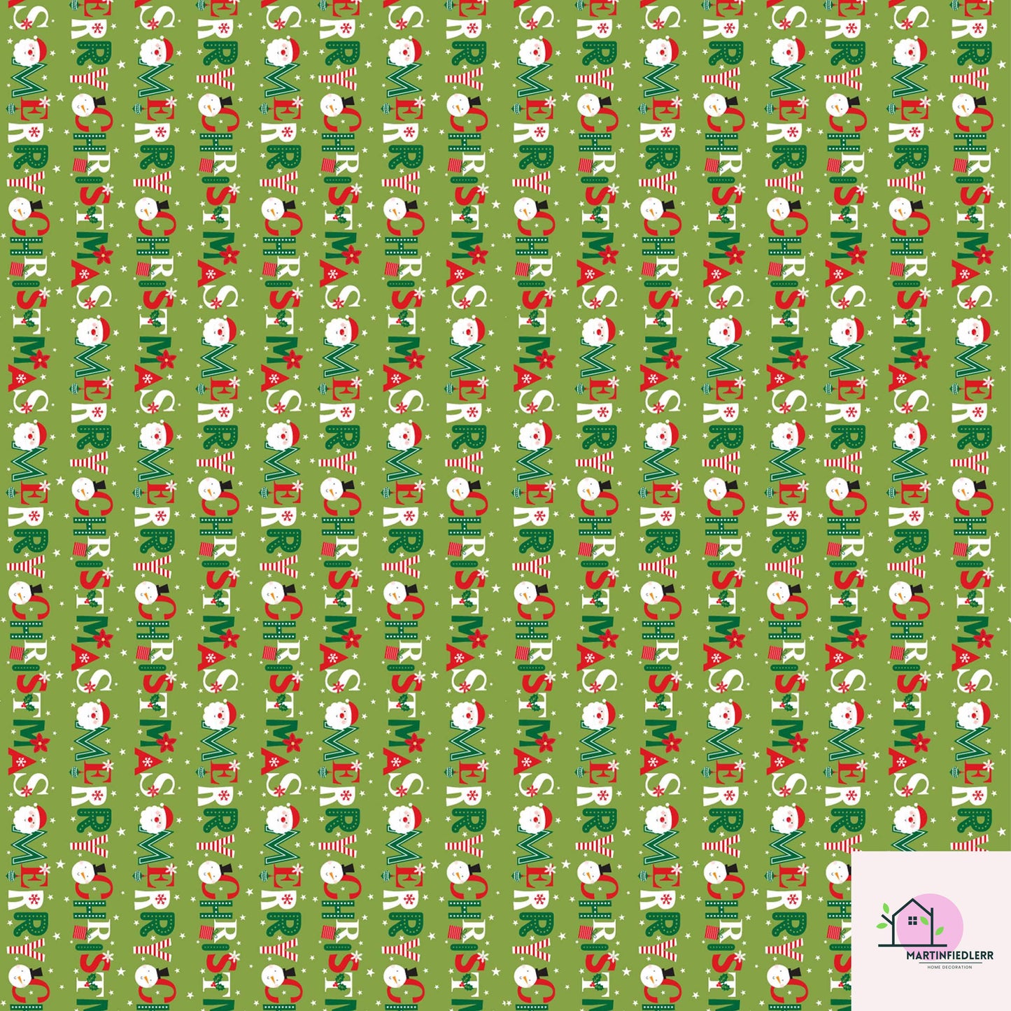 Green Christmas Wrapping Paper: Santa, Tree, Candy Cane Design