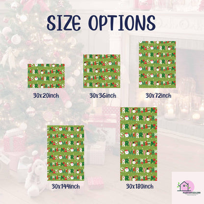 Green Christmas Wrapping Paper: Santa, Tree, Candy Cane Design