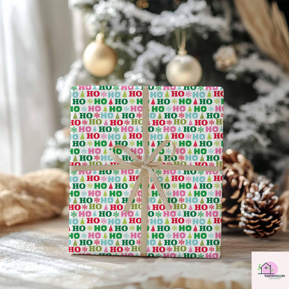 Playful Xmas Wrapping Paper, Colorful Christmas Gift Wrap Sheets, Cute Holiday Packaging, Fun Red Green Festive Gift Wrap for Xmas