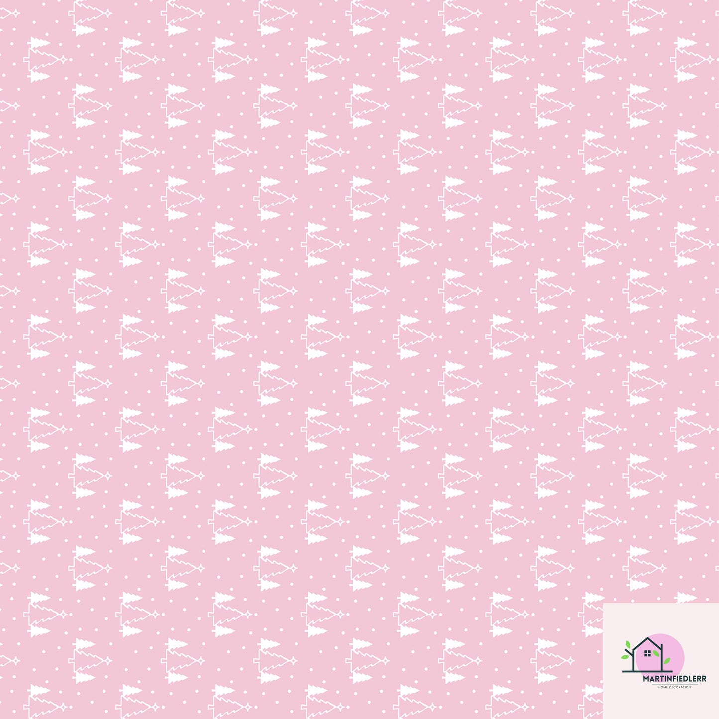 Pink Christmas Wrapping Paper, White Snowy Tree Holiday Gift Wrap Sheets, Cute Pastel Xmas Packaging for Winter Party, Festive Gift Wrap