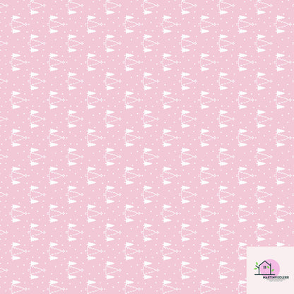 Pink Christmas Wrapping Paper, White Snowy Tree Holiday Gift Wrap Sheets, Cute Pastel Xmas Packaging for Winter Party, Festive Gift Wrap