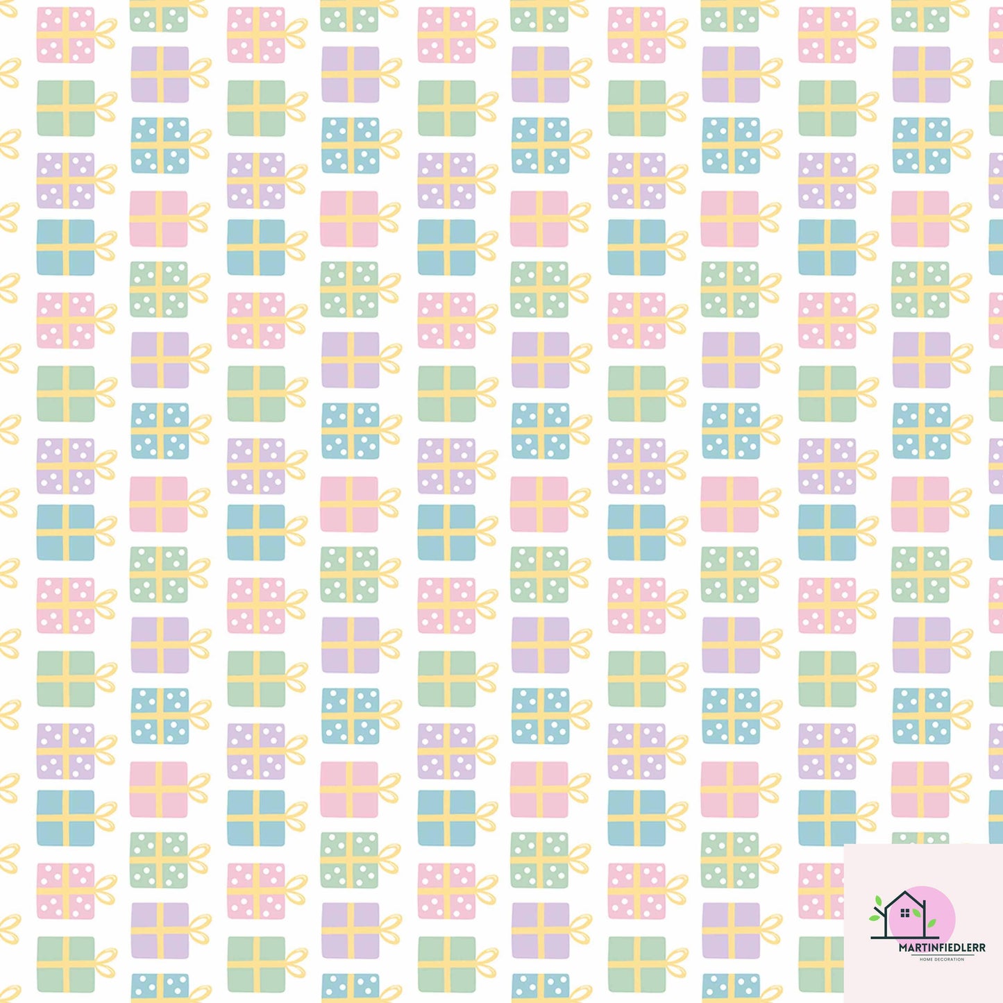 Pastel Christmas Wrapping Paper: Colorful Gift Box Holiday Design