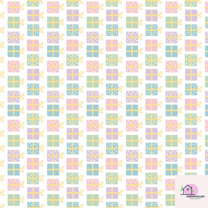 Pastel Christmas Wrapping Paper: Colorful Gift Box Holiday Design