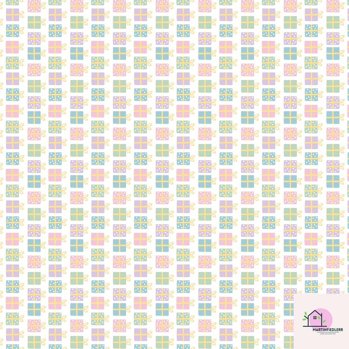 Pastel Christmas Wrapping Paper: Colorful Gift Box Holiday Design