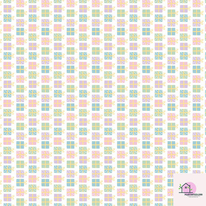 Pastel Christmas Wrapping Paper: Colorful Gift Box Holiday Design