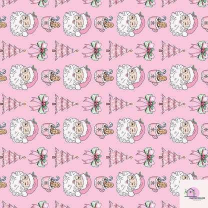 Pink Santa Christmas Wrapping Paper, Holiday Gift Wrap Sheets with Gingerbread Tree and Bow, Festive Xmas Packaging for Kids Birthday Party