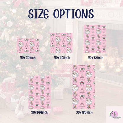 Pink Santa Christmas Wrapping Paper, Holiday Gift Wrap Sheets with Gingerbread Tree and Bow, Festive Xmas Packaging for Kids Birthday Party