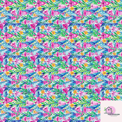 Pink Bell Christmas Wrapping Paper, Festive Holiday Gift Wrap Sheets with Green Leaves, Watercolor Xmas Bells Packaging, Winter Gift Wrap