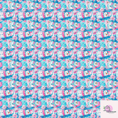Snowman Christmas Wrapping Paper, Cute Pink Blue Holiday Gift Wrap Sheets, Festive Winter Wonderland Xmas Packaging, Seasonal Gift Wrap