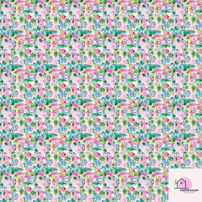 Colorful Christmas Wrapping Paper, Festive House Tree Holiday Gift Wrap Sheets, Multicolor Xmas Packaging, Winter Party Gift Wrap