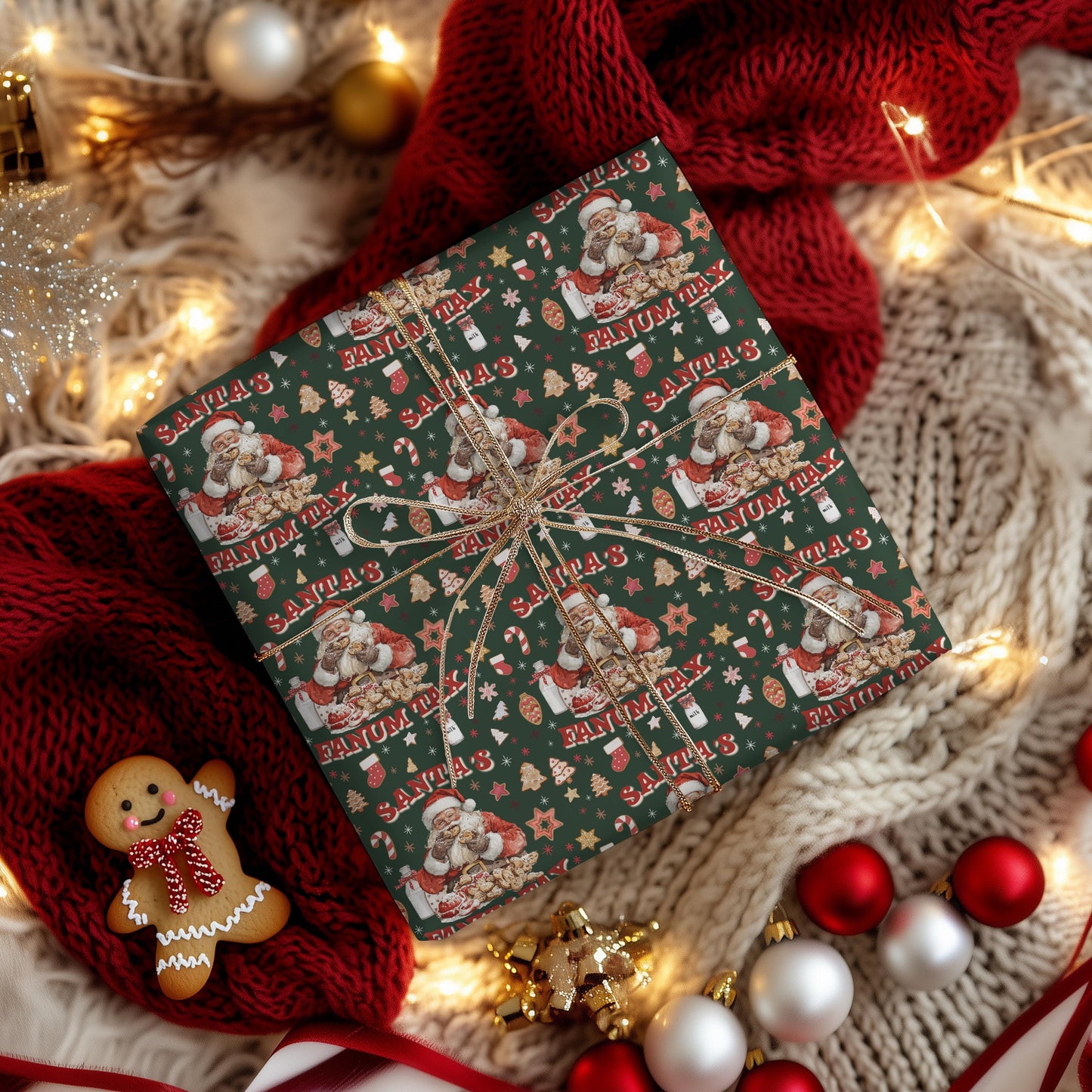 Kids Wrapping Paper, Fanum Tax Meme Christmas Gift Wrap, Kids Funny Wrapping Paper, Brain Rot Gift Idea, Santa Meme, Holiday Gift Wrap