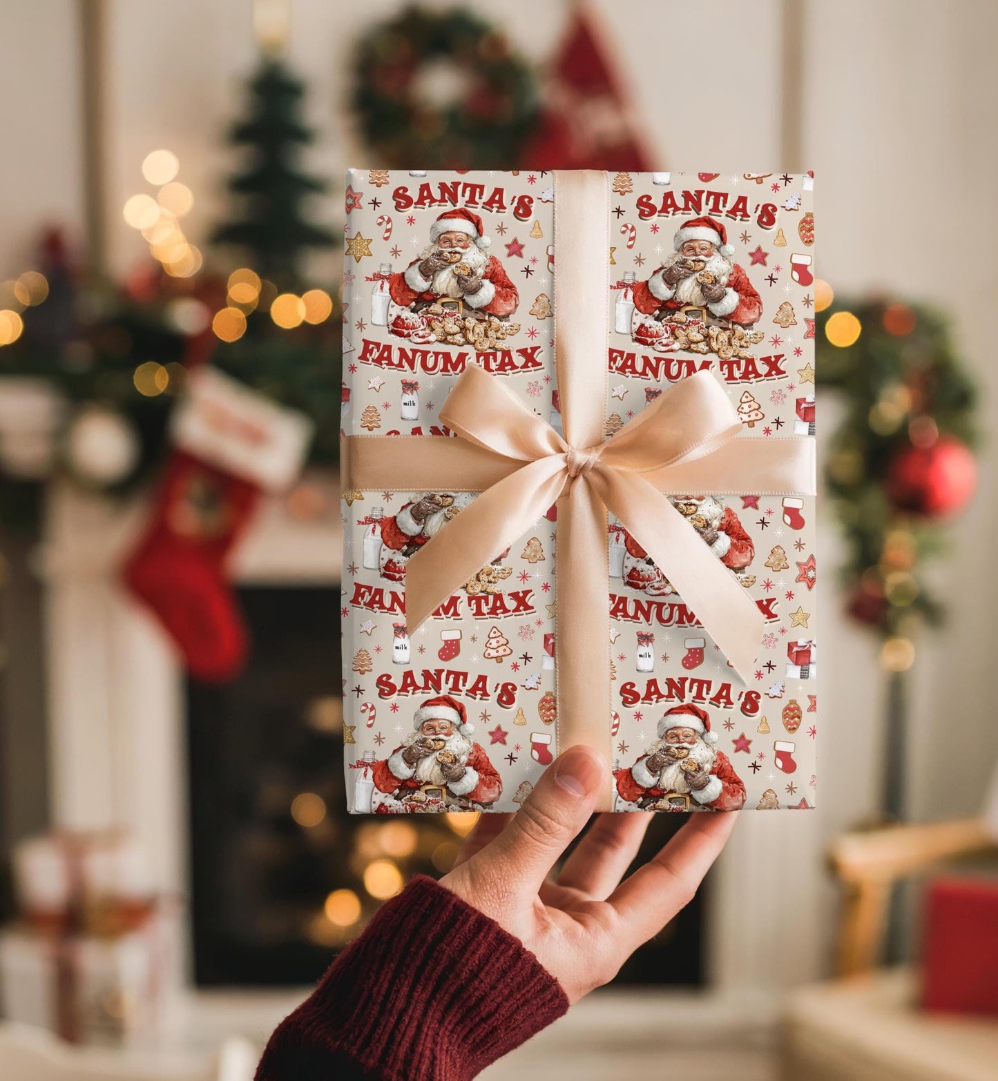 Wrapping Papers, Fanum Tax Meme Christmas Gift Wrap, Kids Funny Wrapping Paper, Brain Rot Slang Gift Wrap, Gen Alpha Meme, Holiday Gift Wrap