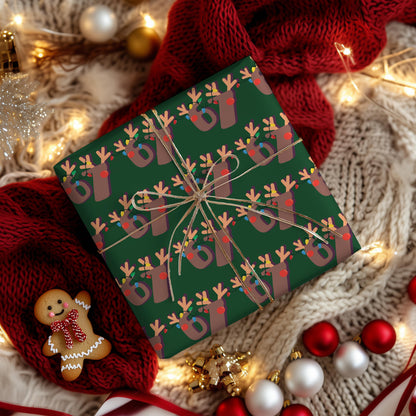 Green 67 Wrapping Papers, 67 Meme Christmas Gift Wrap, Kids Funny Wrapping Paper, Reindeer 67 Wrap, Brain Rot meme, Holiday Gift Wrap