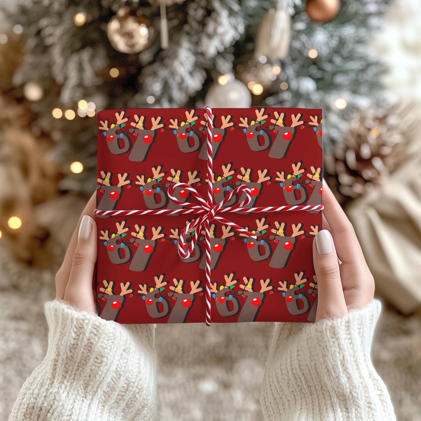 67 Wrapping Papers, 67 Meme Christmas Gift Wrap, Kids Funny Wrapping Paper, Reindeer 67 Wrap, Brain Rot meme, Holiday Gift Wrap