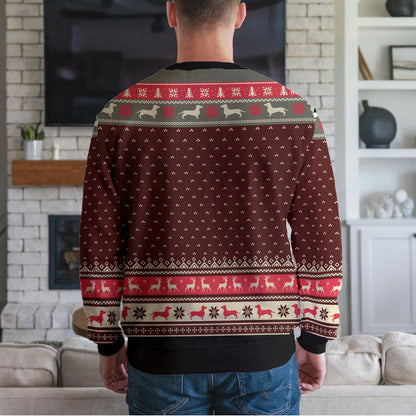 Walking in a Wiener Wonderland Ugly Christmas Sweater, Funny Dachshund Sausage Dog Sweatshirt, Cute Wiener Dog Xmas Gift for Dog Lovers