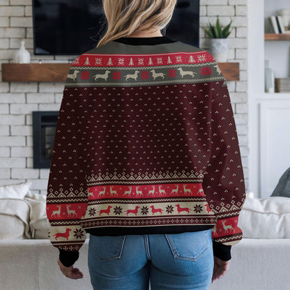 Walking in a Wiener Wonderland Ugly Christmas Sweater, Funny Dachshund Sausage Dog Sweatshirt, Cute Wiener Dog Xmas Gift for Dog Lovers