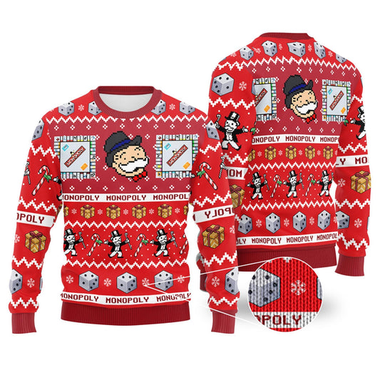 Monopoly Board Game Christmas Ugly Sweater, Monopoly Game Christmas Sweatshirt, Christmas Matching Game Ugly Sweater, Christmas Gift Shirt