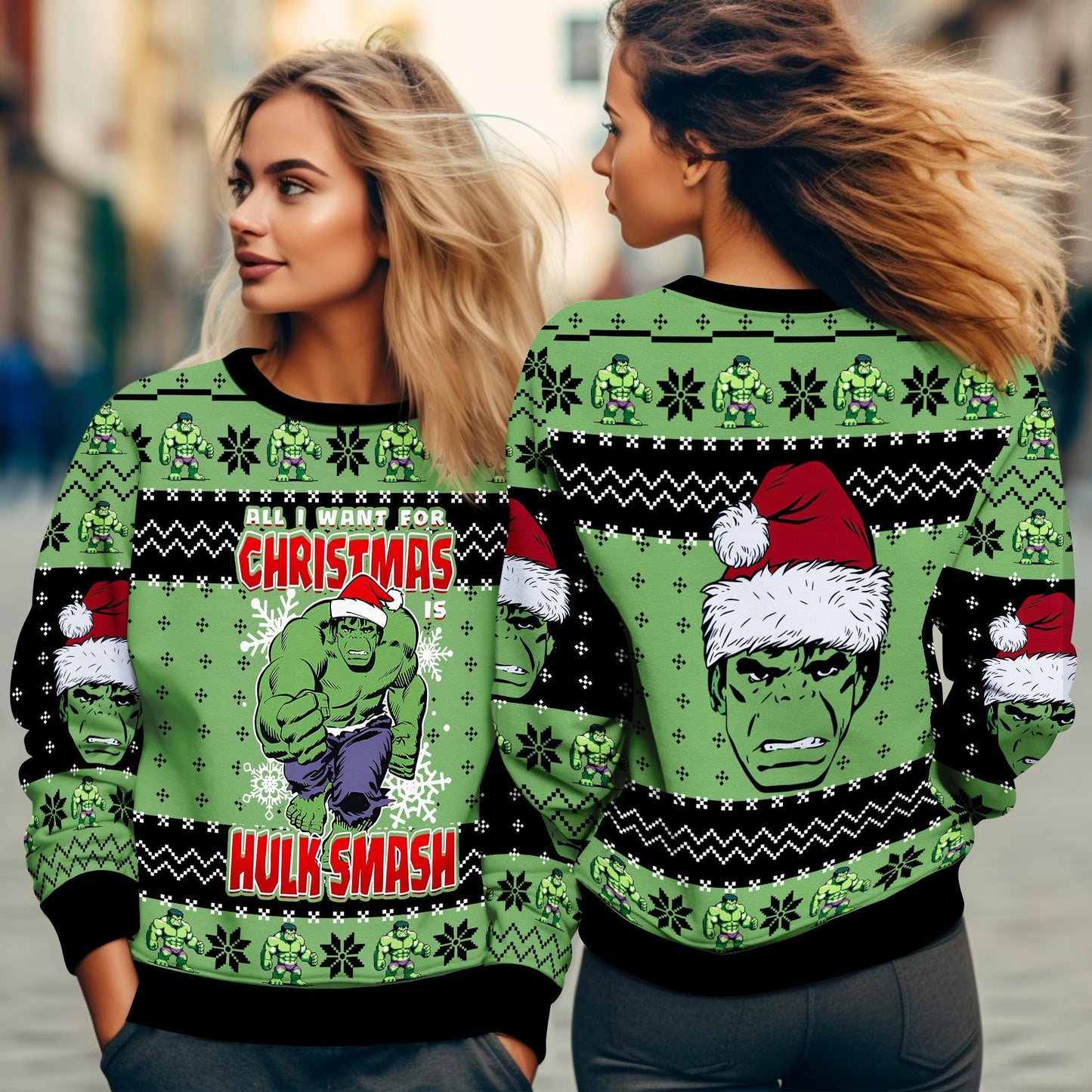 All I Want For Christmas Hulk Smash Ugly Sweater, The Incredible Hulk Ugly Christmas, Funny Superhero Xmas 2025, Santa Hat Hulk Christmas