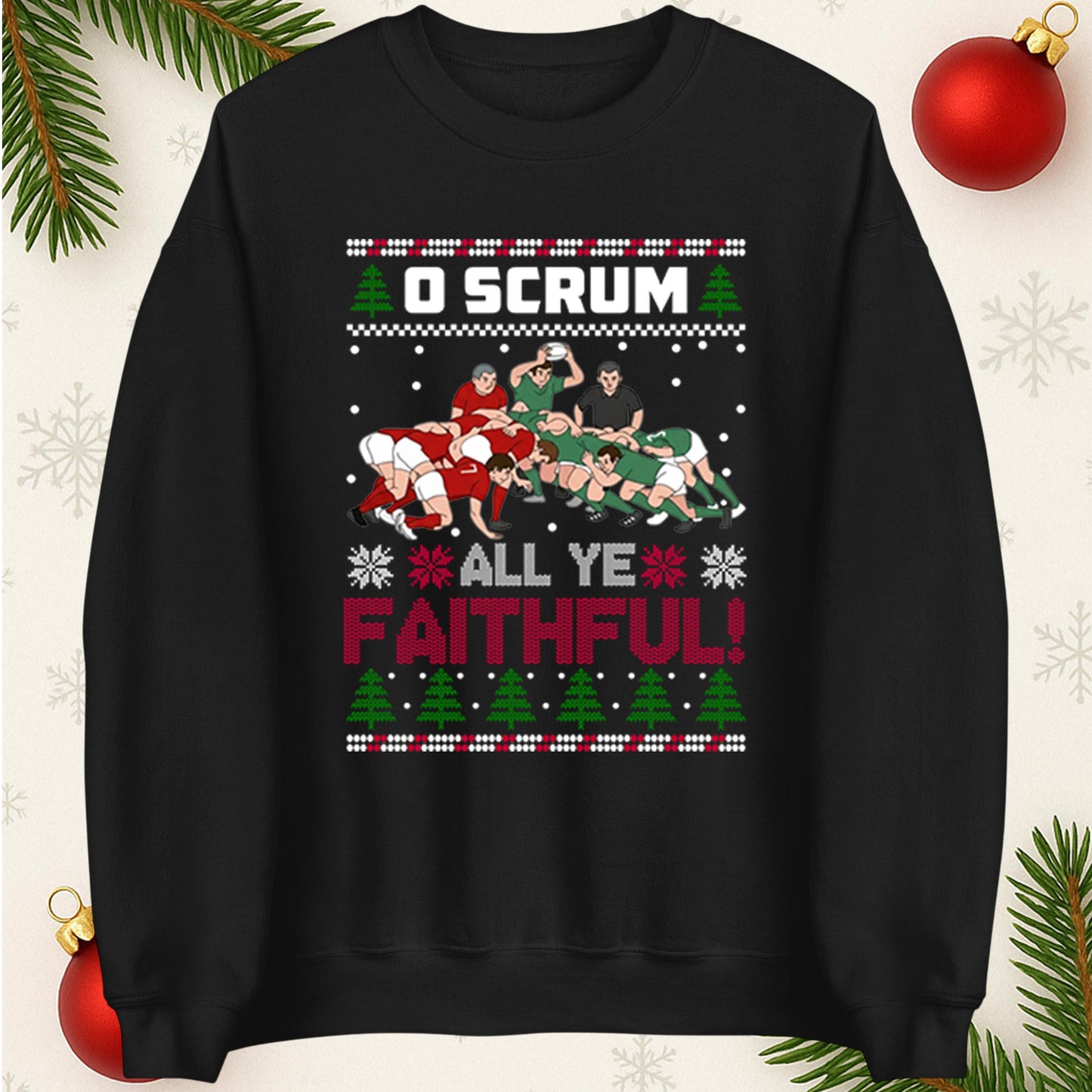 O Scrum All Ye Faithful Funny Rugby Christmas Jumper, Offensive Xmas Funny Christmas Jumper, Xmas Rude Adults Humorous Hoodie, Christmas Top