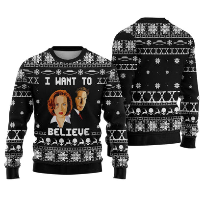 I Want To Believe Ugly Christmas Sweater, Family Christmas Shirt, Christmas Sweatshirt, Xmas Party, I Want To Believe Xmas Ugly Sweatshirt