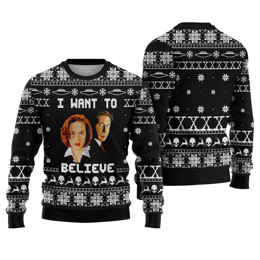 I Want To Believe Ugly Christmas Sweater, Family Christmas Shirt, Christmas Sweatshirt, Xmas Party, I Want To Believe Xmas Ugly Sweatshirt
