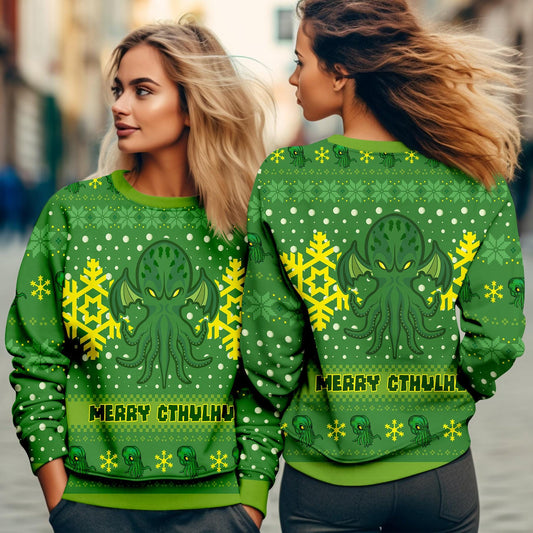 The Call Of Cthulhu Christmas Movie Ugly Christmas Sweater, Merry Cthulhu Ugly Sweater, Cthulhu Video Game Ugly Xmas Sweatshirt, Xmas Party
