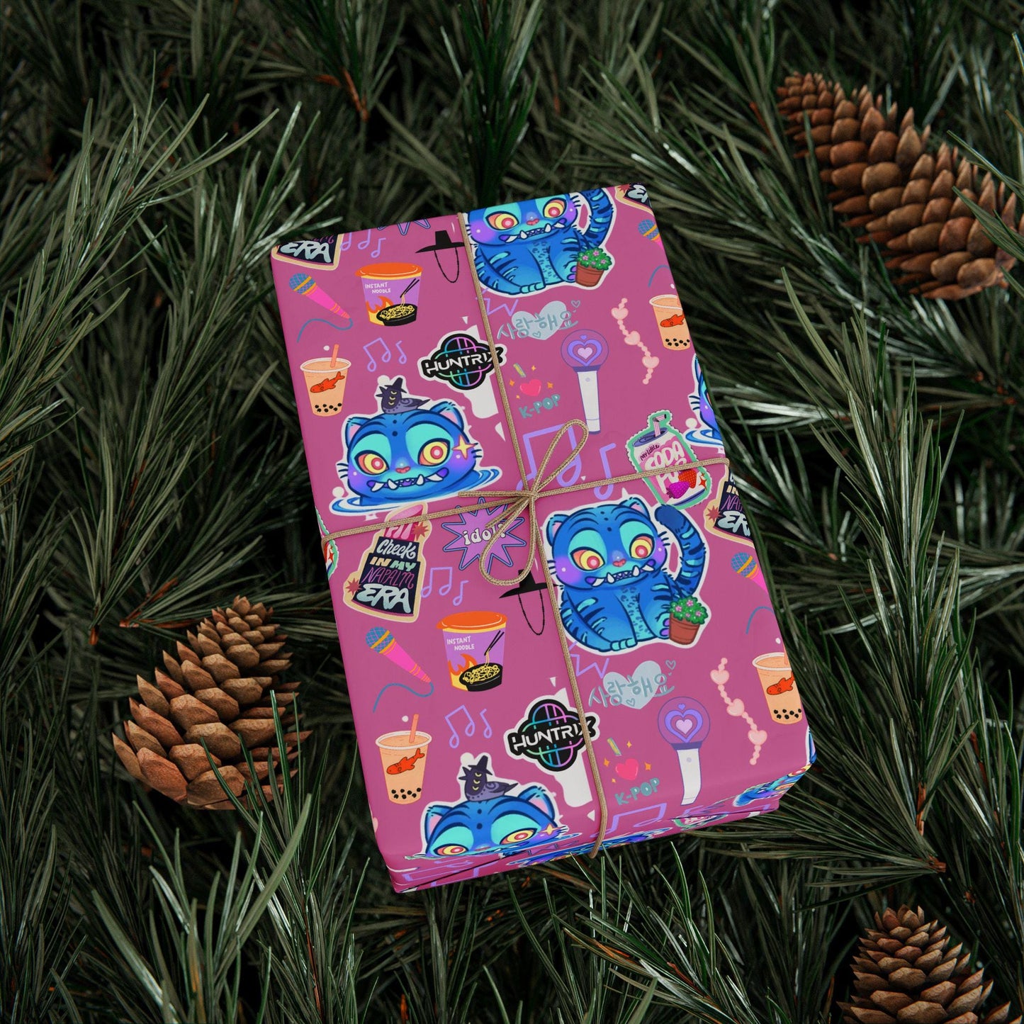 Kpop Demon Hunters | Derpy Tiger | Huntrix | Vibrant Wrapping Paper for Christmas, Fun Gift Wrap, Birthday, Holiday, Unique Present