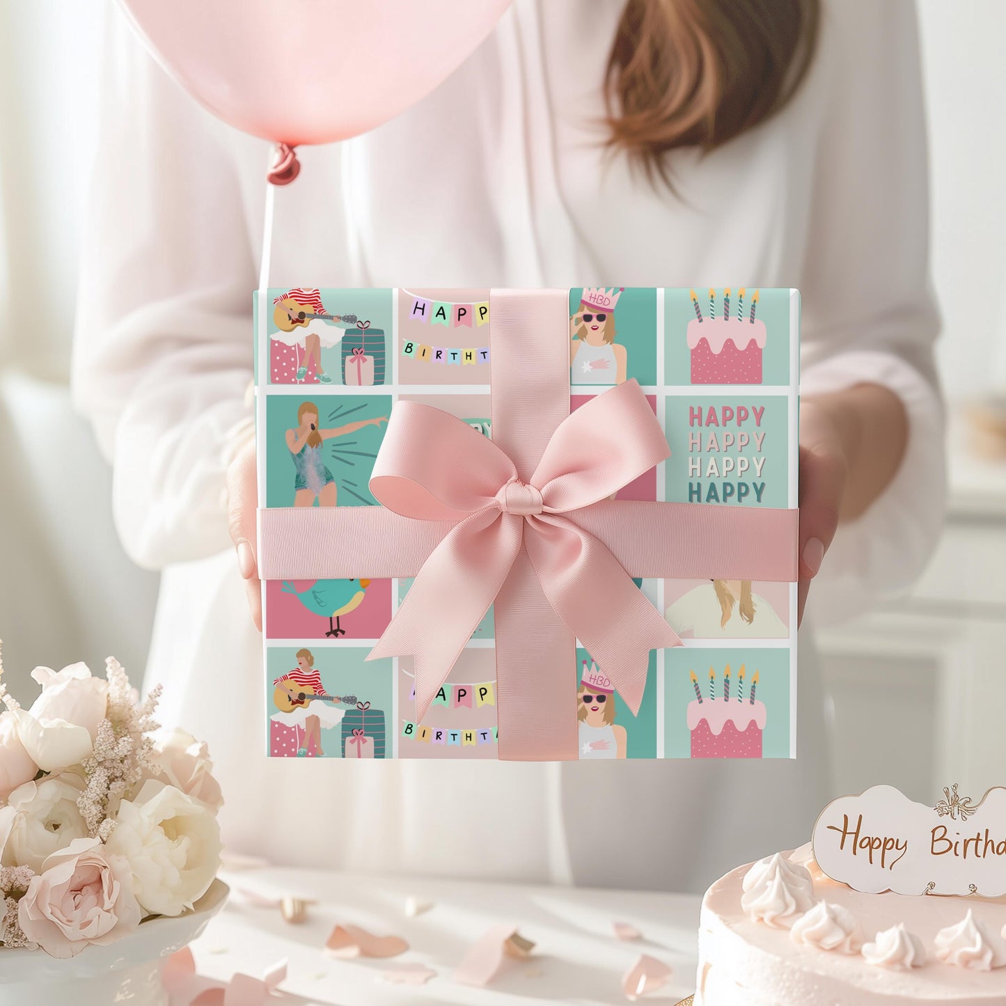 Taylor Birthday Gift Wrapping Paper: Fan Theme Bday Gift Wrap