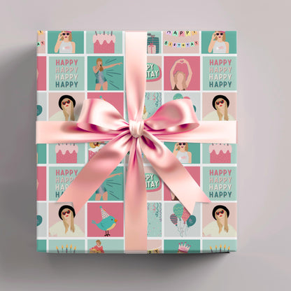 Taylor Birthday Gift Wrapping Paper: Fan Theme Bday Gift Wrap