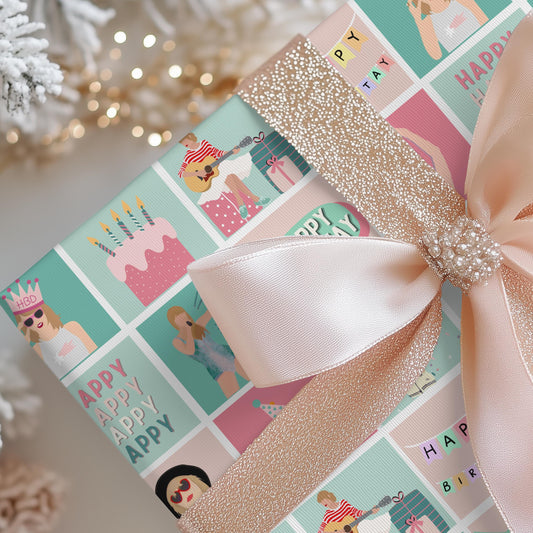 Taylor Birthday Gift Wrapping Paper: Fan Theme Bday Gift Wrap
