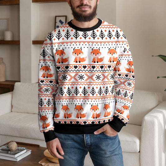 Cute Fox Ugly Christmas Sweater, Funny Animal Holiday Sweatshirt, Festive Fox Themed Winter Jumper, Cute Cozy Xmas Gift for Men Women