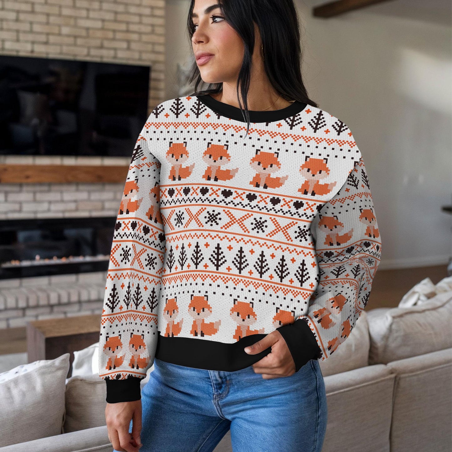 Cute Fox Ugly Christmas Sweater, Funny Animal Holiday Sweatshirt, Festive Fox Themed Winter Jumper, Cute Cozy Xmas Gift for Men Women