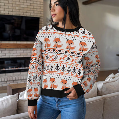 Cute Fox Ugly Christmas Sweater, Funny Animal Holiday Sweatshirt, Festive Fox Themed Winter Jumper, Cute Cozy Xmas Gift for Men Women
