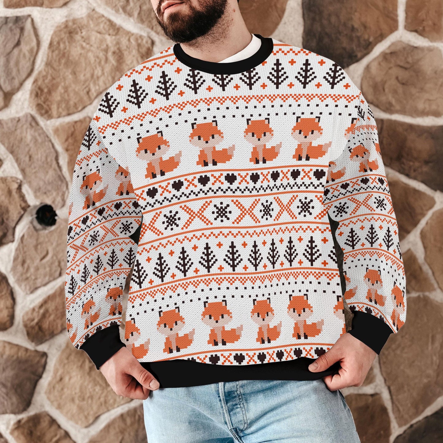 Cute Fox Ugly Christmas Sweater, Funny Animal Holiday Sweatshirt, Festive Fox Themed Winter Jumper, Cute Cozy Xmas Gift for Men Women