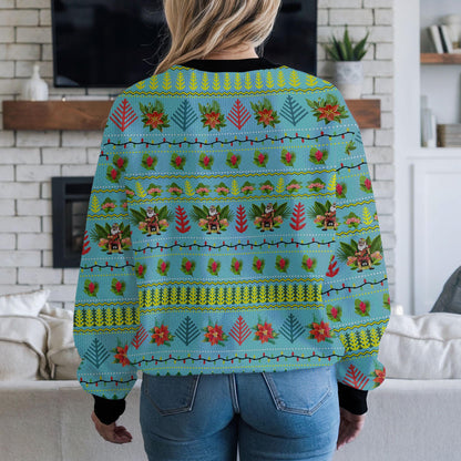 Hawaiian Santa Ugly Christmas Sweater, Funny Tropical Holiday Sweatshirt, Ukulele Christmas Jumper Beach Party Gift For Men Women