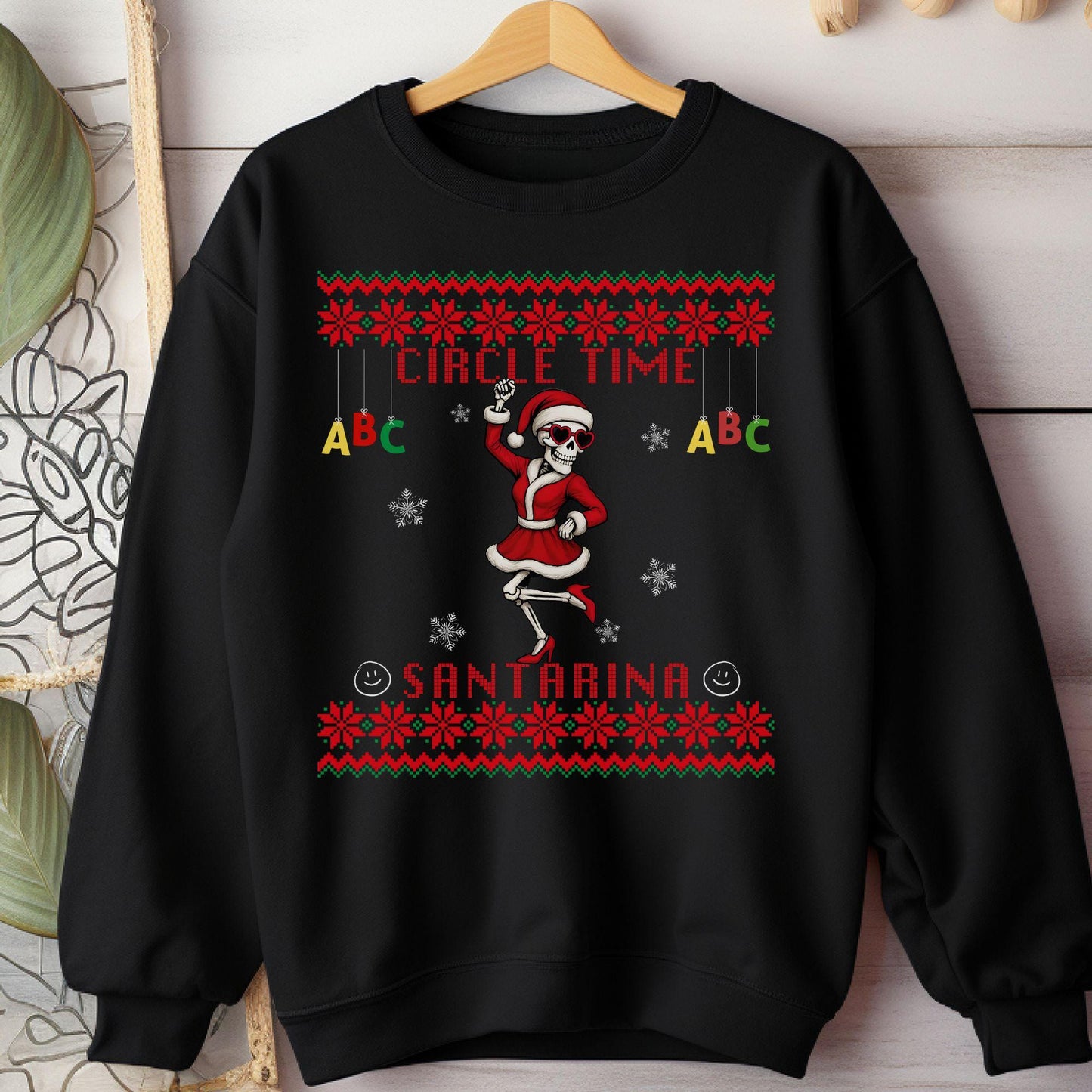 Ugly Christmas Sweater For Pre-K Teacher Christmas Skeleton Santa Sweatshirt Funny Christmas Sweater for Teacher Ugly Xmas Sweater