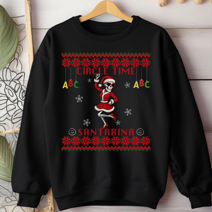 Ugly Christmas Sweater For Pre-K Teacher Christmas Skeleton Santa Sweatshirt Funny Christmas Sweater for Teacher Ugly Xmas Sweater